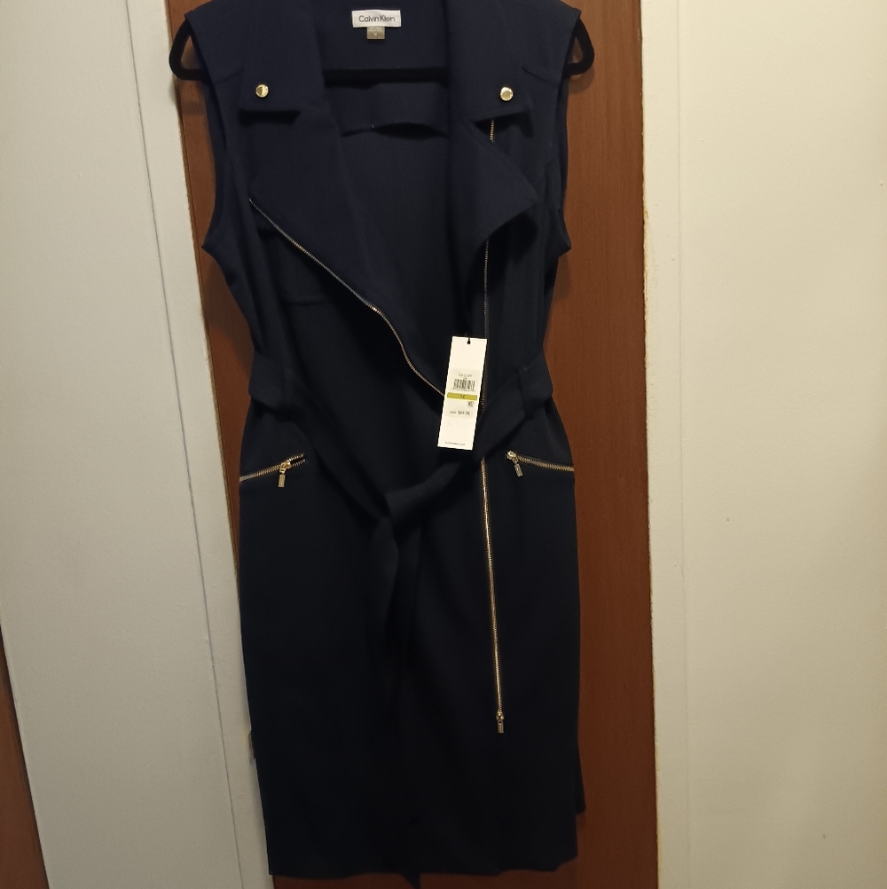 Calvin Klein Women's Navy Zipper Dress